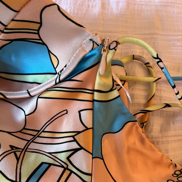 ZARA Satin Effect Print Dress - Size Large - Picture 7 of 10